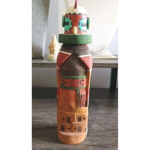 Damon Adams Hopi Female Chicken Village Motif Hand Carved Wooden Kachina Doll